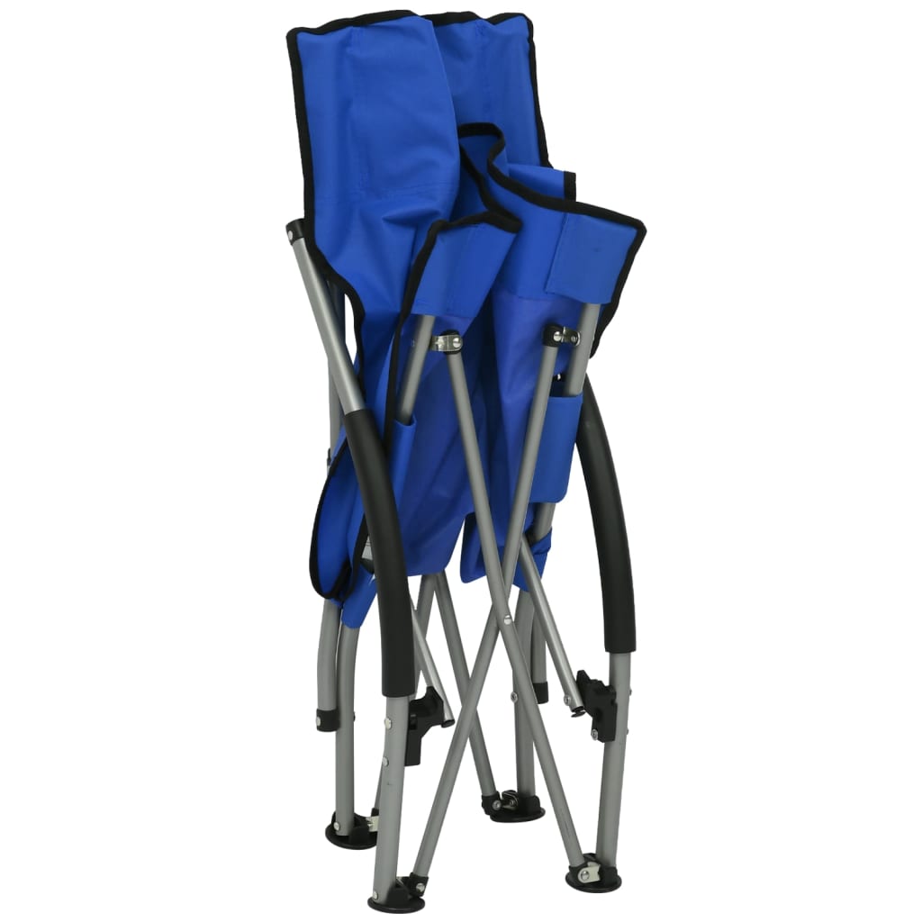 vidaXL Folding Chairs, 2 Pieces, Blue Fabric