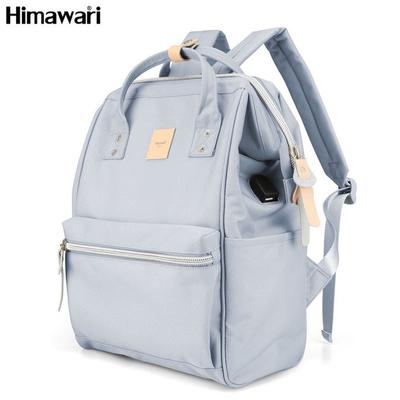 Blue Backpack Hung On Adjustable Straps and Equipped with a USB Port - Himawari