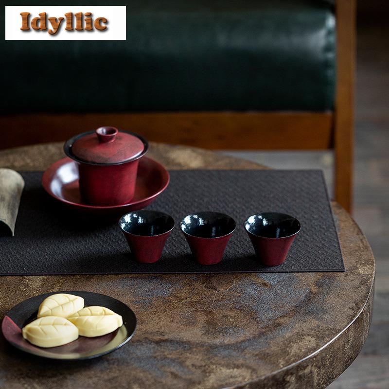 2pc/lot Powder Yin Hawthorn Red Teacup Luxury Tea Bowl Tea Cup Set Tea-tasting Fragrance Cup Chazhan Master Cups For Tea 35ml