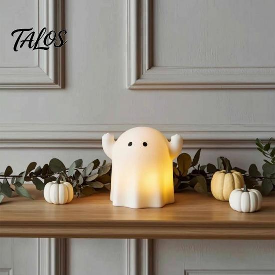 Simple Operation for Children Cute Resin Ghost Night Light Bedroom, Decorative Warm LED Lamp Small Figure Halloween Party Desk Decor, Battery Operated