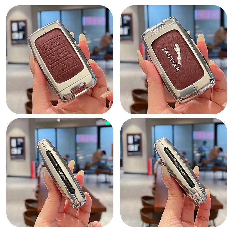 Jaguar XFL/XEL/F-Pace/XJL/F-Type/E-Pace High-End Leather Metal Key Case for Men & Women