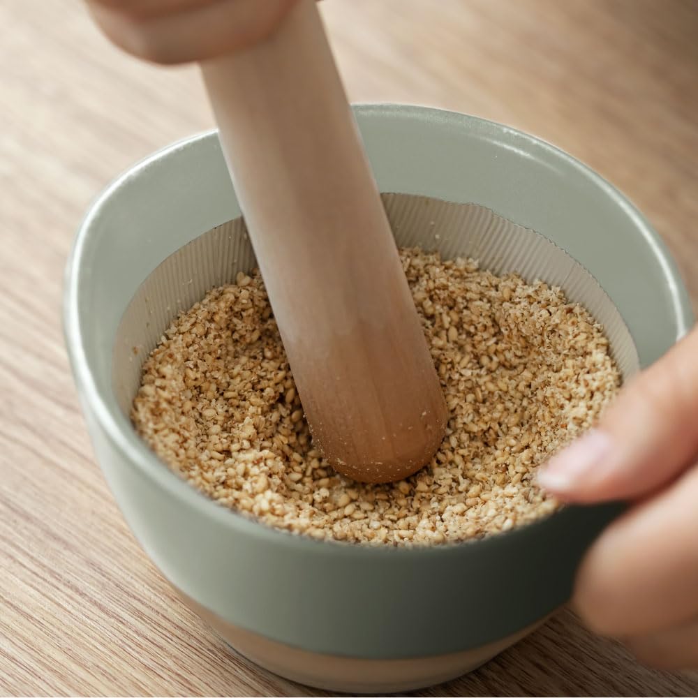 Malý hmoždíř Iwami Ware, celadon, haretoke x motosige, průměr 11 cm x výška 6 cm, vyrobeno v Japonsku, mini hluboký, mikrovlnný, vhodný do myčky, dětská výživa, sezam