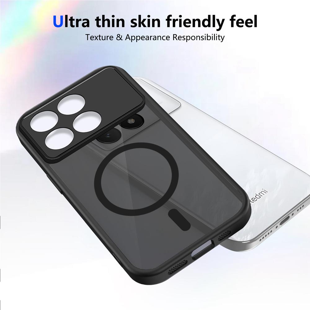 KEYSION Magnetic Phone Case for Xiaomi POCO F8 Pro Silicone+PC Matte Translucent Clear Shockproof Back Cover for POCO F8 Ultra