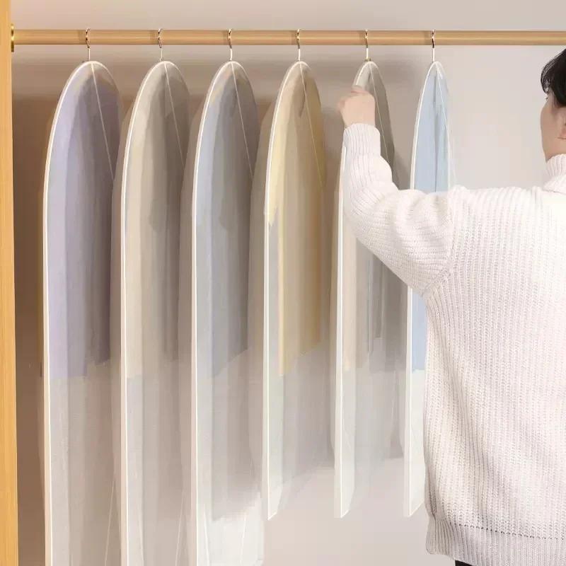 3/5/10pcs Transparent Hanging Clothes Dust Cover Zippered Garment Bags Suit Coat Dress Waterproof Dustproof Wardrobe Storage
