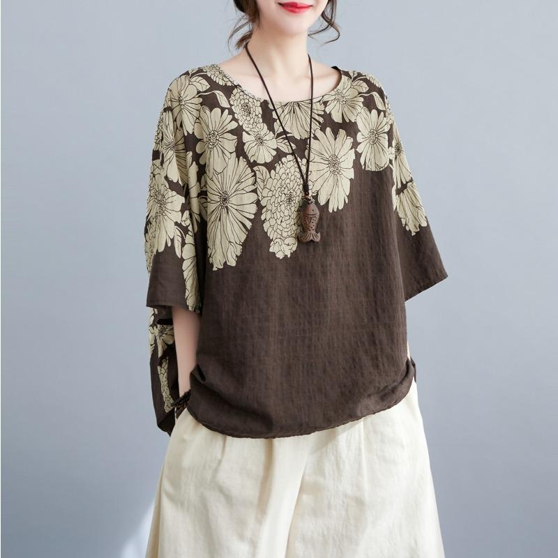 DIMANAF 2026 Plus Size New T-Shirt Women Print Loose Casual Casual Lady Tops Tees Shirts Oversize Summer