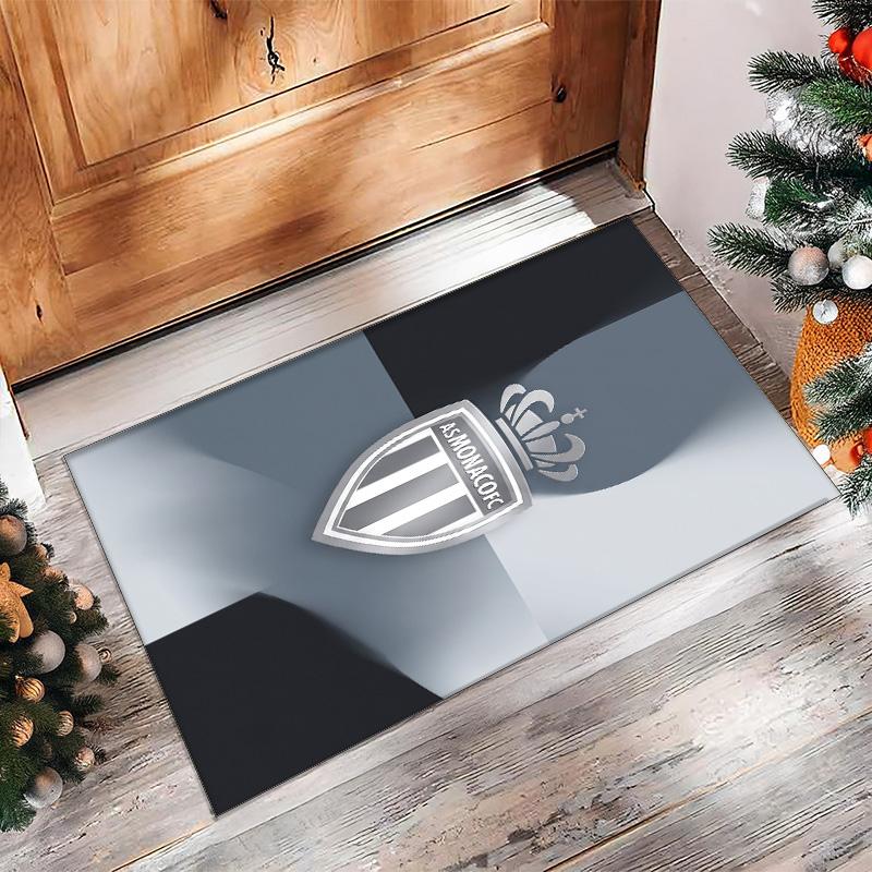 Monaco FC Soccer Football Pattern Soft Area Rug Non Slip Indoor Floor Carpet Sports Decor Mat for Bedroom