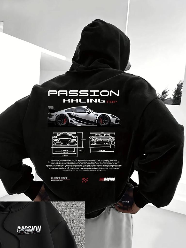 Felpa Casual da Uomo Stampa Alfabeto Vestibilità Larga Streetwear Pullover Felpa Grafica da Corsa Pile Calda Morbida Abbigliamento Maschile Femminile