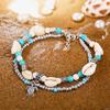Fashion Bohemian Shell Turtle Pendant Double Layers Anklets