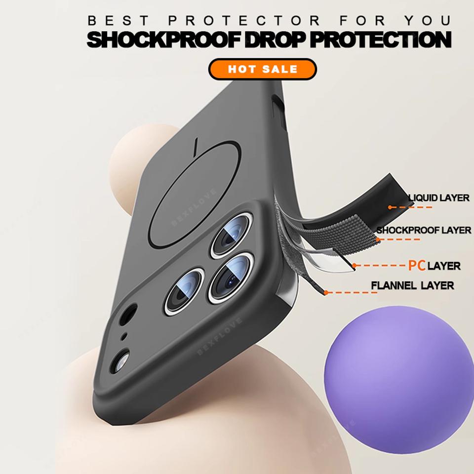Wrist Strap Liquid Silicone Magnetic Phone Case For For Iphone 17 Air 11 12 13 16 Pro Max 1 14 16 Plus 16E  Lanyard Cover