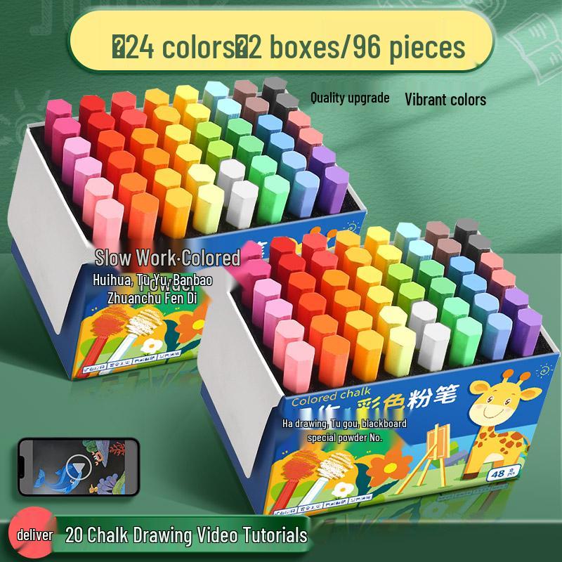 Vivid Dustless Multi-color Chalk for Children and Teachers - Keeps Hands Clean