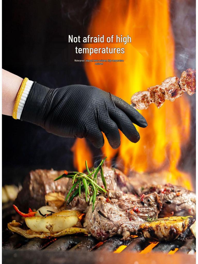 Anbo Chen Extra-Thick Diamond Pattern Food-Grade Nitrile Gloves for Kitchen and Housework