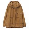 2024 Plus Size Hooded Trench Coat for Women - Loose Fit Spring & Autumn Workwear Jacket