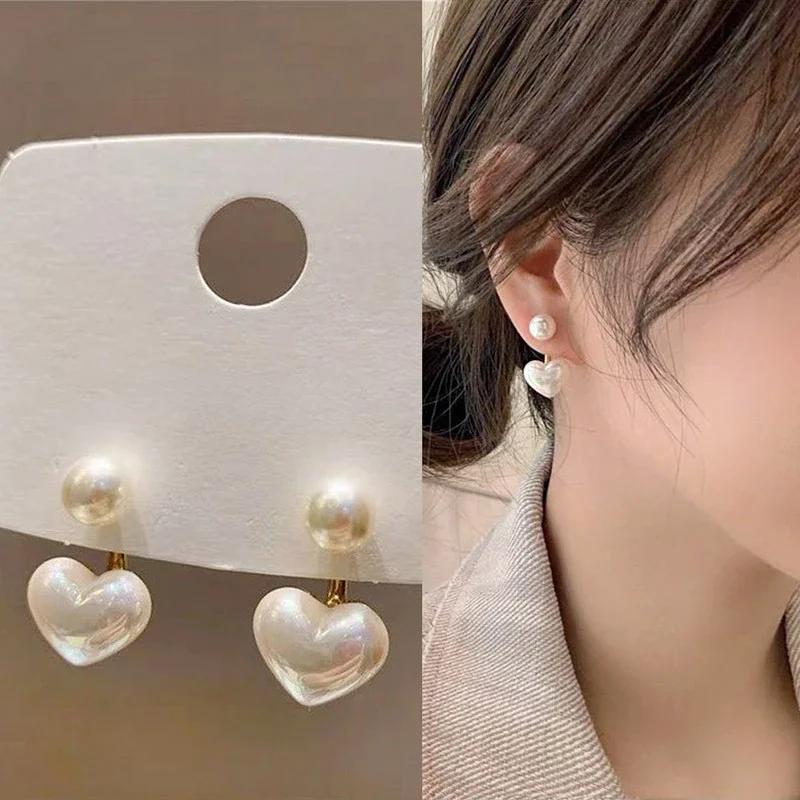 Simple Small Love Imitation Pearl Earrings For Girl Versatile Temperament Earrings Girls Items Female Women Wedding Earrings