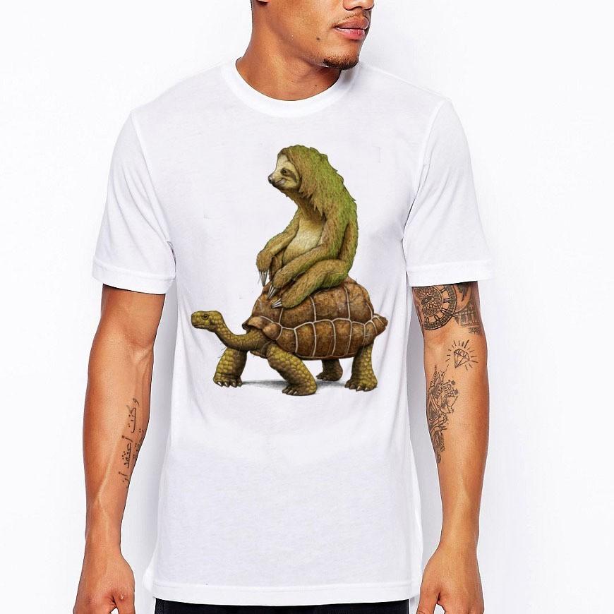 Usa Zootopia Tortoise Sloth Design Tshirt Mens Short Sleeve Funny Shirts Tops