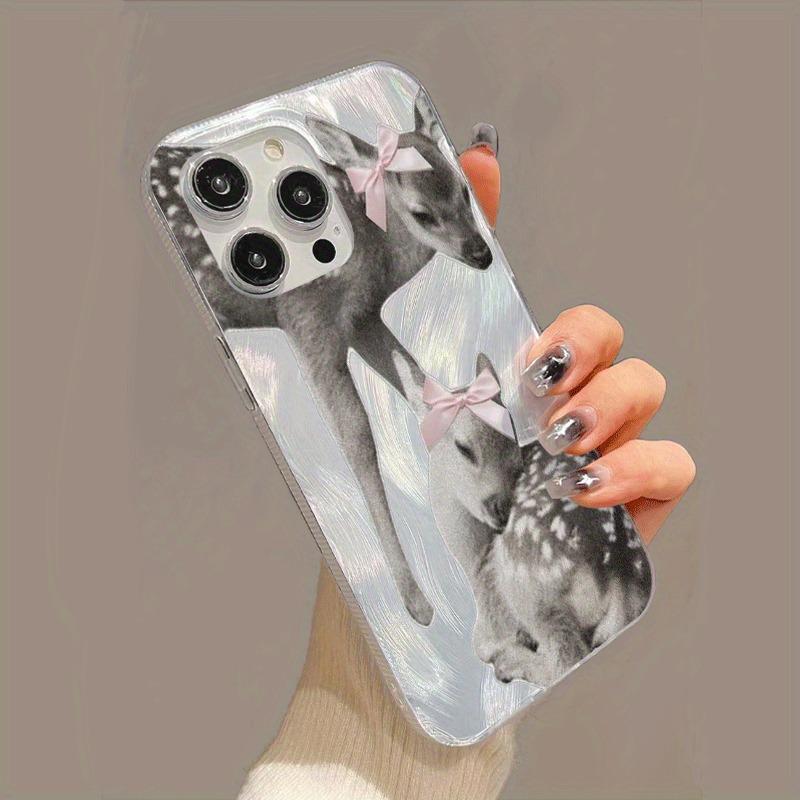 Bows and deer-pattern phone case, suitable for iPhone 17, 16, 15, Plus, Pro, Max series phones - suitable for use as a gift