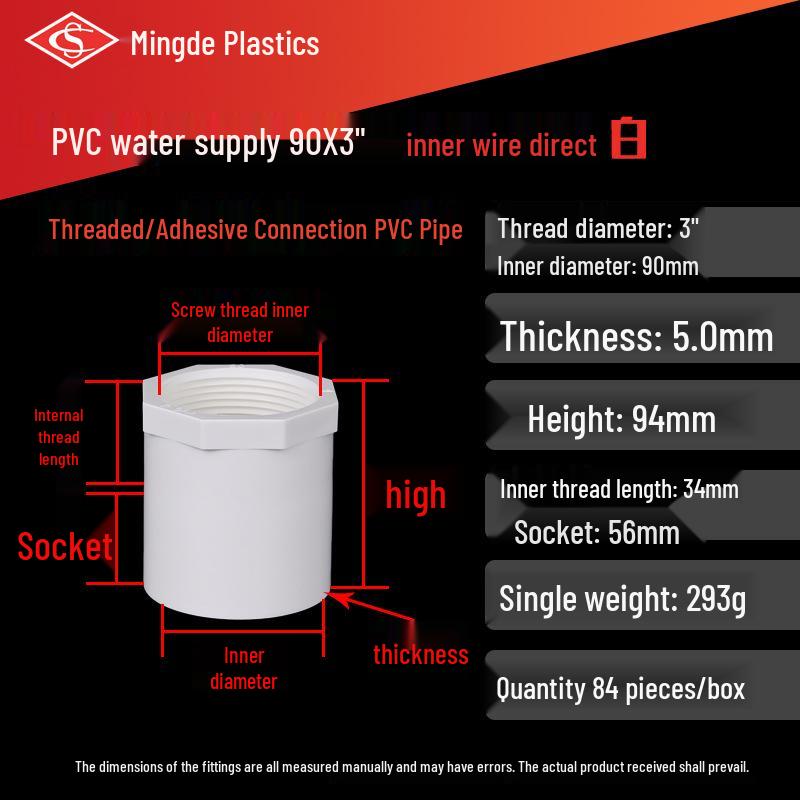 PVC Female Threaded Coupling for Water Pipes - All-Plastic Joint Fittings Accessories