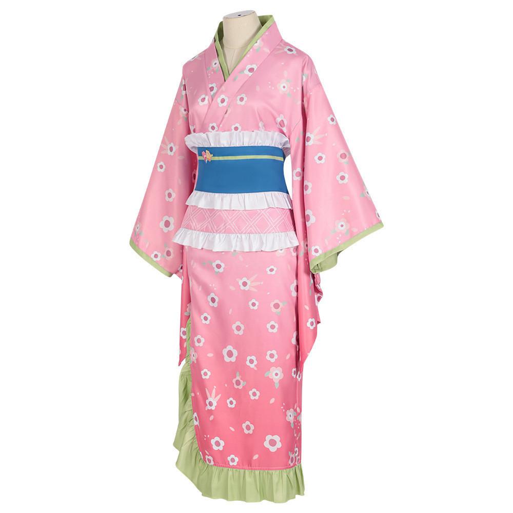 Kanroji Mitsuri Cosplay Costume With Polyester Fabric For Anime Cosplay And Role Playing
