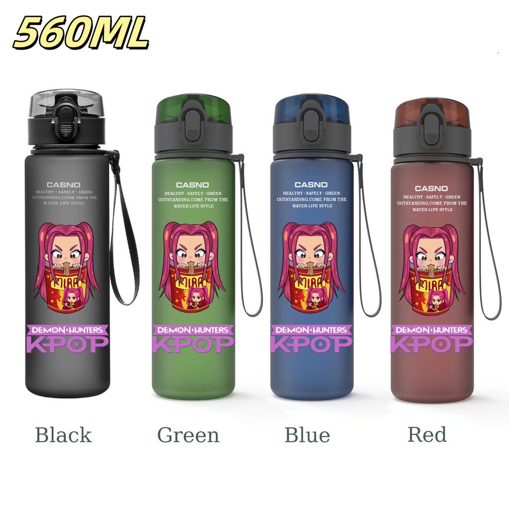 560ML KPop Demon Hunters Plastic Cartoon Pattern Water Cup Tall Superior Quality Children Outdoor Sports Drinking Water Bottle Birth Date Present