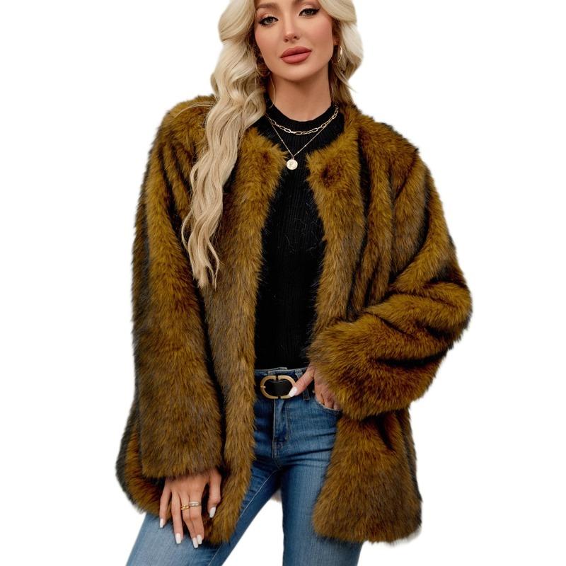 Autumn and winter new imitation fur coat women's loose warm plush cardigan artificial wool coat coat
