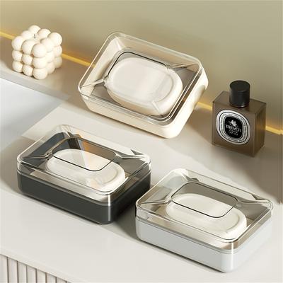 Badezimmer Wasserdichte Seifendose Reise Tragbare Arbeitsplatte Seifendose Kreative Transparente Kunststoff Seifenaufbewahrungsbox mit Deckel Etui
