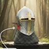 Handmade Medieval Bascinet Barbuta Helmet, Steel Knight Helmet with Chainmail Aventail LARP, Reenactment Gift