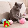 Handgemachte Plüschglöckchenkugel Katzenspielzeug Elastische Kugel Geschenkbox-Set, Selbsterhaltende Kugel für Katzen, Kratzfest und -beständig