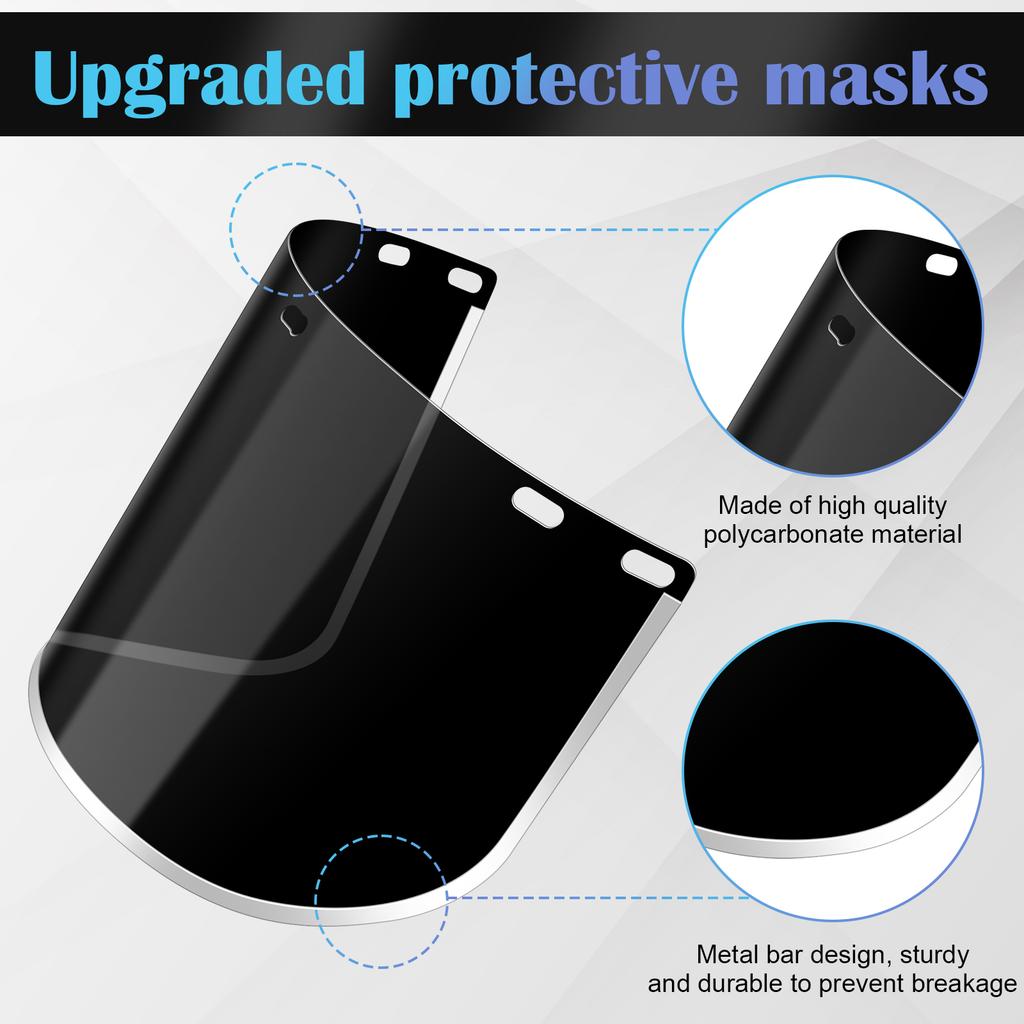 Haishell 2 Stück Gesichtsschutz Ersatzscheibe Schwarz Getönt Schutzhelm Visier für Schweißen Schleifen Cosplay (40X20Cm/15