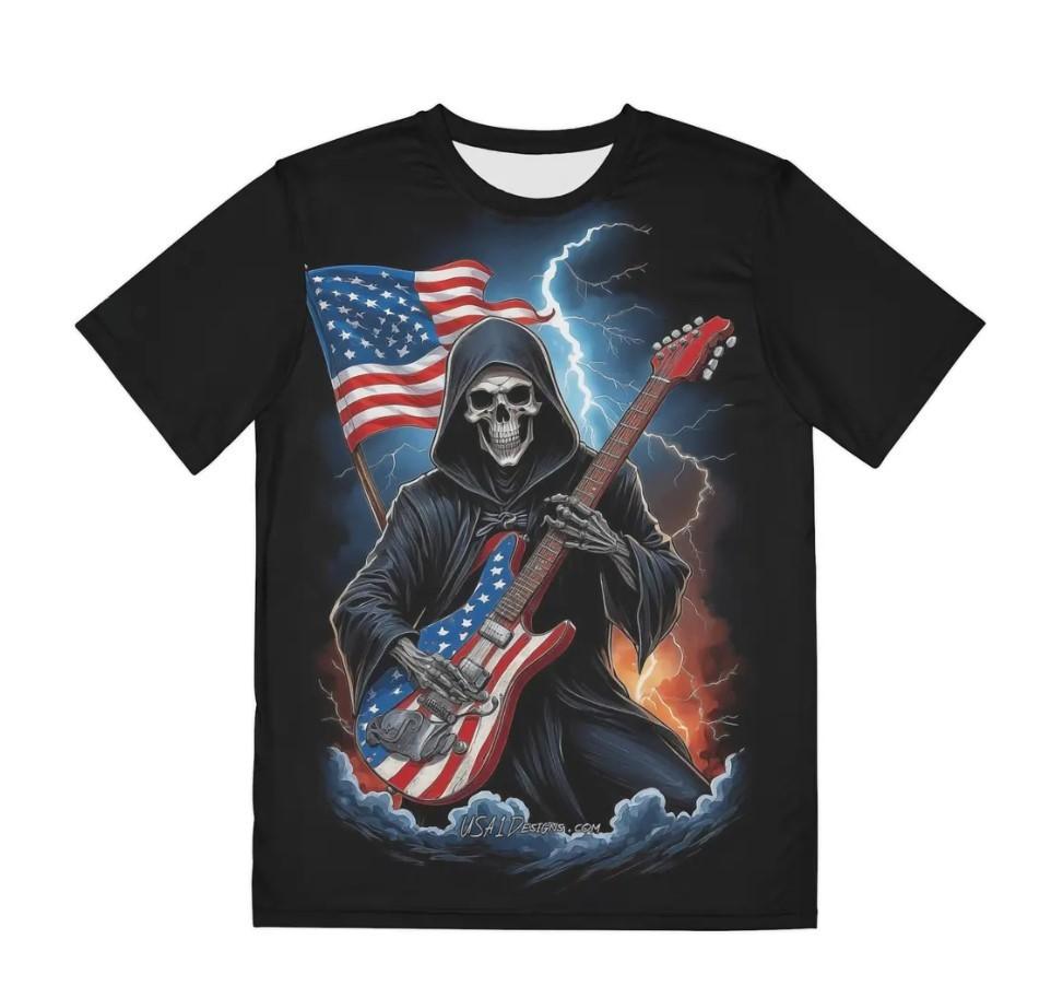 Grim Reaper Playing Guitar Tee S