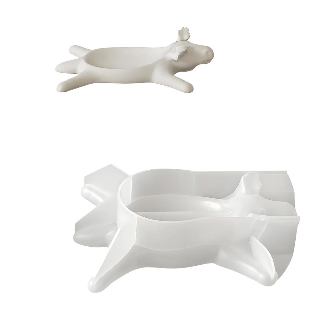 Easy Release Silicone Mold for Handmade Lying Cow Shaped Candlestick Candle Base Making Mould Tealight Holder Mold