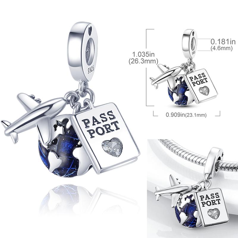 copper Travel Aircraft Charm Bead Charms Bead Charms Trunk Journey Pyramid Dangle Compatible With Authentic Pandora Bracelets Do It Yourself Gift Jewe