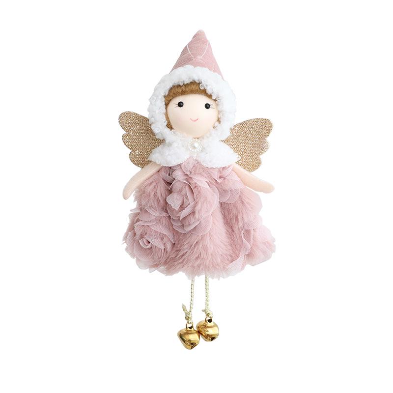 Enfeite de Vestido de Boneca de Anjo: Decoração de Árvore de Natal Bordada para Crianças