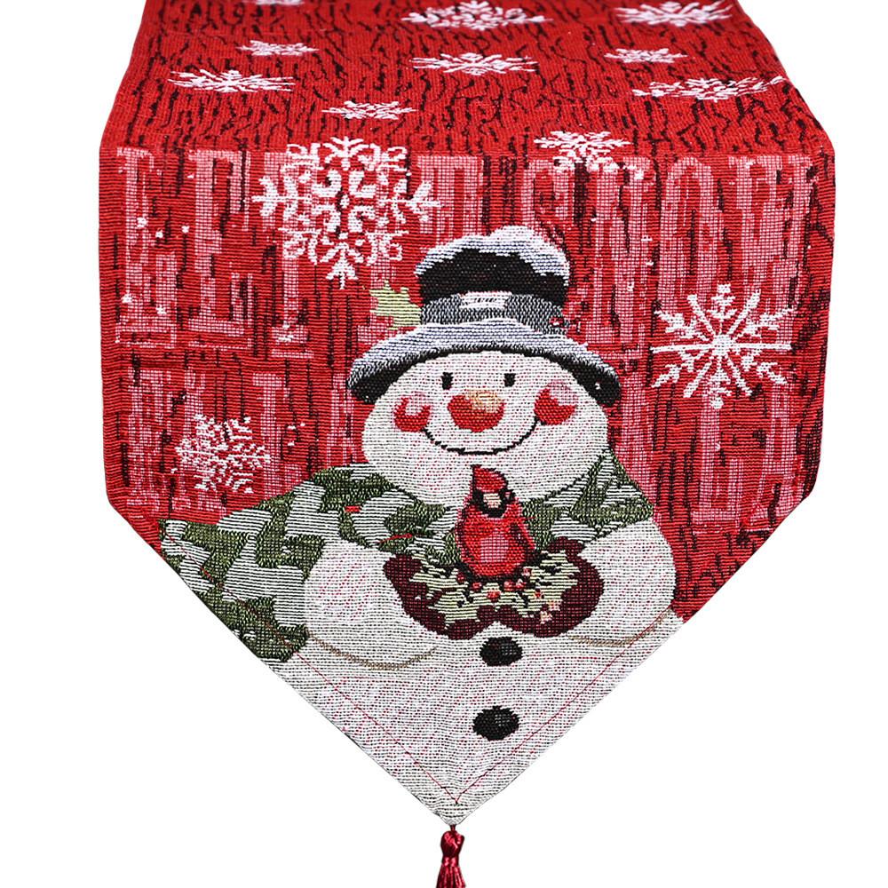 Christmas Snowman Table Runner With Embroidery For Holiday Home Decor