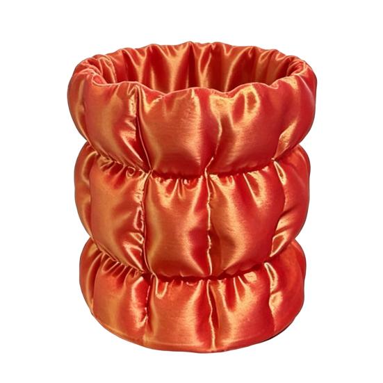 Yousheng Macaron Color Pen Holder, Cloud Pleat Design Pencil Holder, Soft Satin Compact Desktop Organizer for Pens Makeup