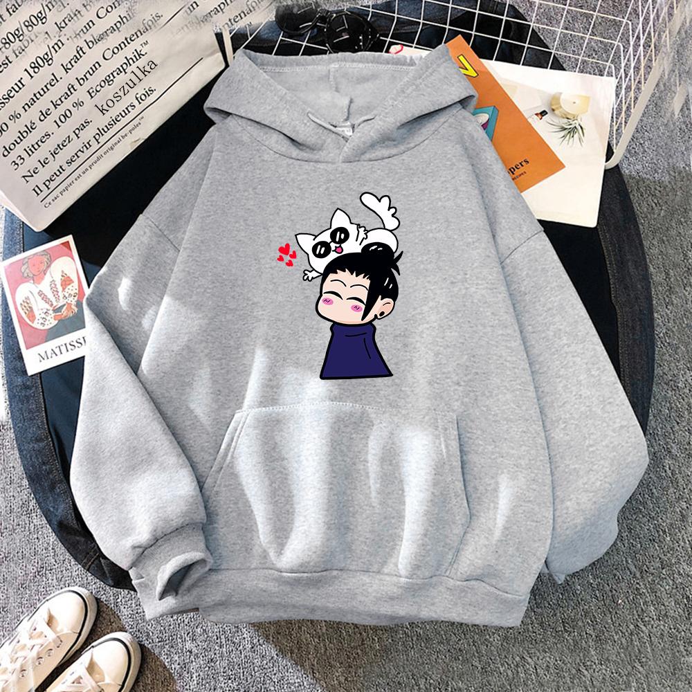 Geto Suguru a Gojo Cat in Love Anime Jujutsu Kaisen Hoodie 2023 Dámské Harajuku Mikiny Unisex Kawaii Vintage mikiny Korea