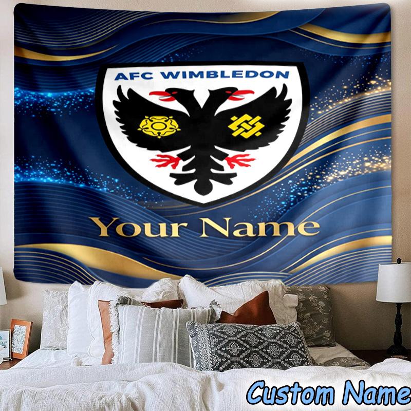 Custom Name Afc Wimbledon Crest Printed Tapestry, for Bedroom,Livingroom, dormitory, Large Wall Decor, Fabric Decor Fan Birthday Gifts