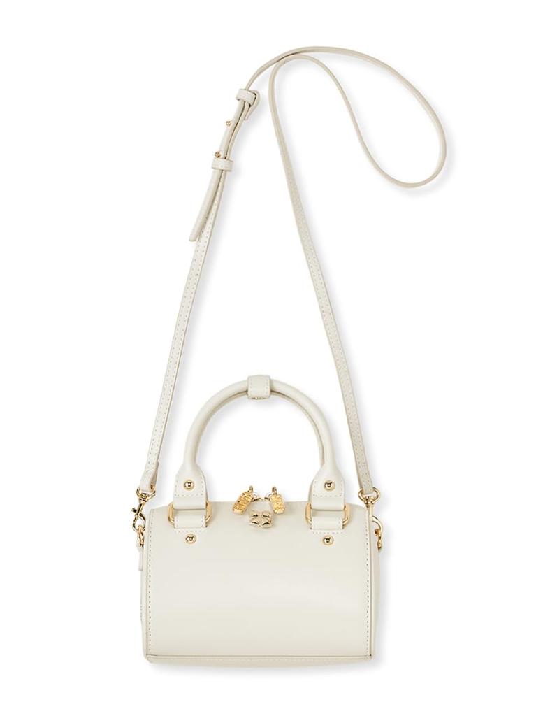 Furfur Mini Boston Bag RWGB252506 IVR Logo-Crimped Women's