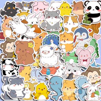 Cute Cartoon Animal Journal Stickers Set - 50 Sheets for Children's DIY Decorations, Water Bottles, and Photo Albums