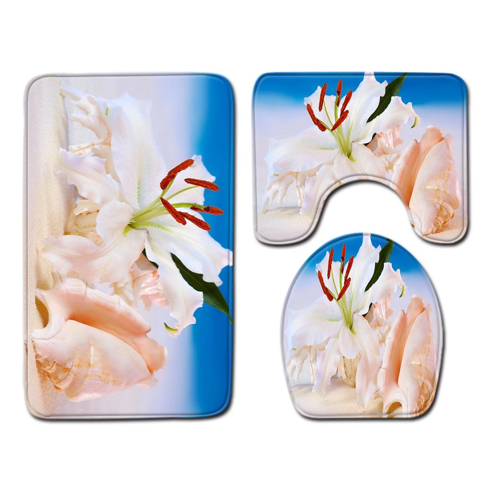 Shell Bathroom Floor Mat Toilet Three-Piece Set