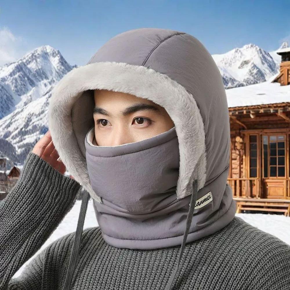 1 st Vinter Män Och Kvinnor Varm Lei Feng Hatt Fleece Förtjockad Kall Mask Halsduk Integrerad Utomhus Vindtät Cykling Väska Huvud
