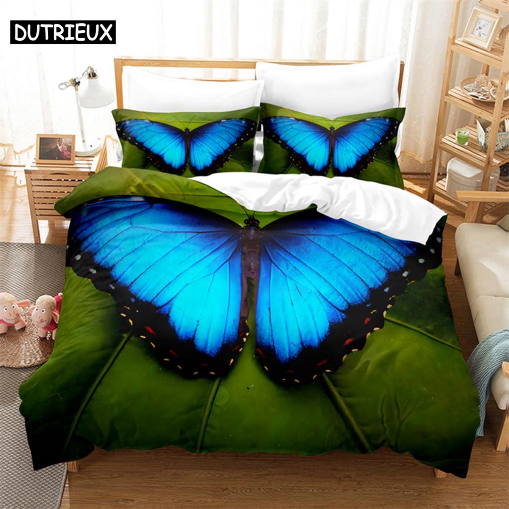 Comforter Butterfly Flower Queen Bedding Set Kids Bedroom Bed Set Comforter Set King Size Bedding Sets