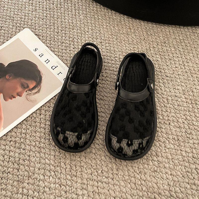 

Women s Shoes 2025 Summer Linen Sandals,Two-wear Lace Breathable New Chinese-style Hollowed-out Chinese Style Slippers for Women 35 чёрный