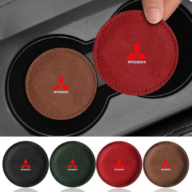 Car Cup Holder Pad PU Leather Slot Non-slip Coaster Mat For Mitsubishi Outlander Lancer 10 9 ASX RALLIART Eclipse L200 Pajero