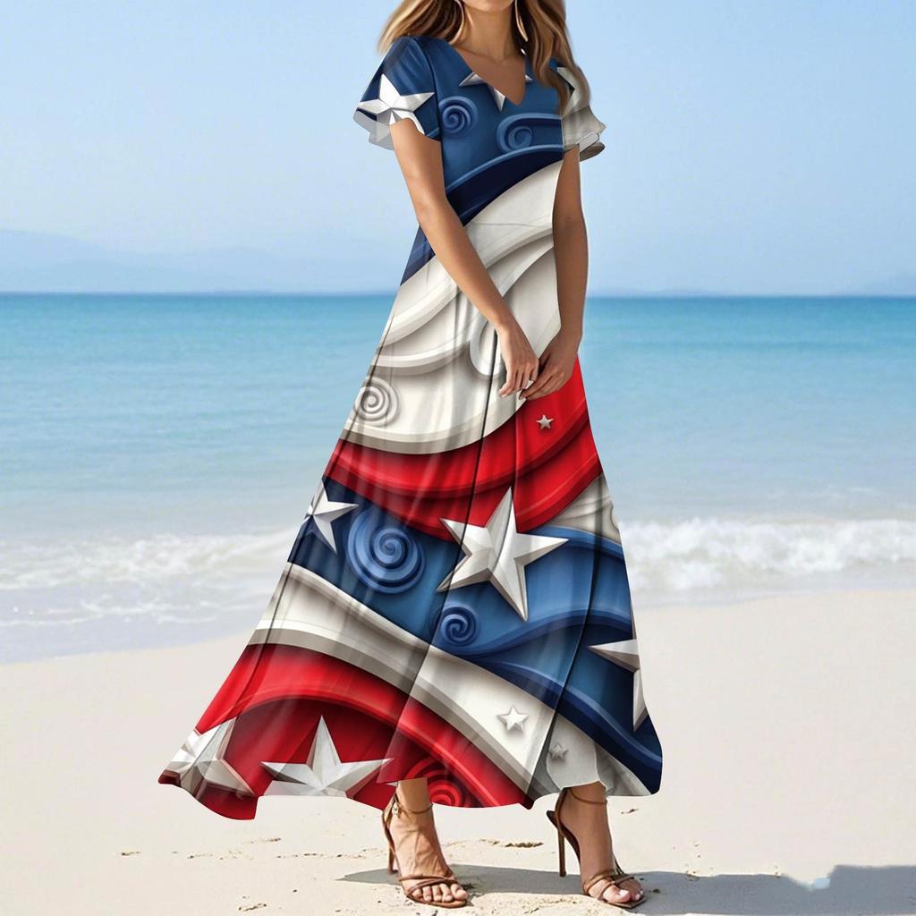 Rochii cu mâneci scurte cu decolteu în V pentru femei