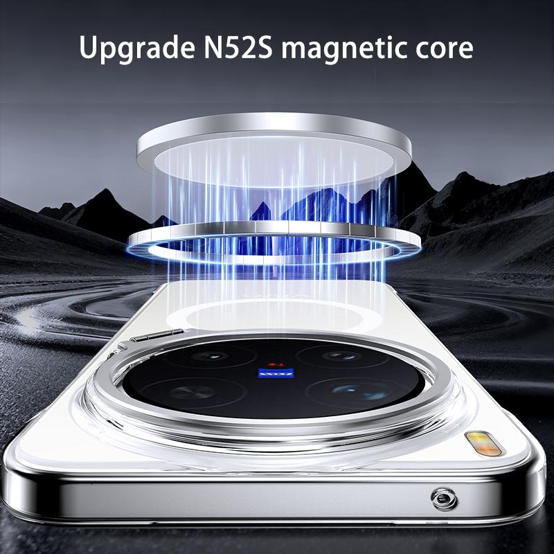 Electroplating Transparent for Magsafe Wireless Charging Phone Case for VIVO X300 X300Pro Frameless Lens Holder Protective Cover