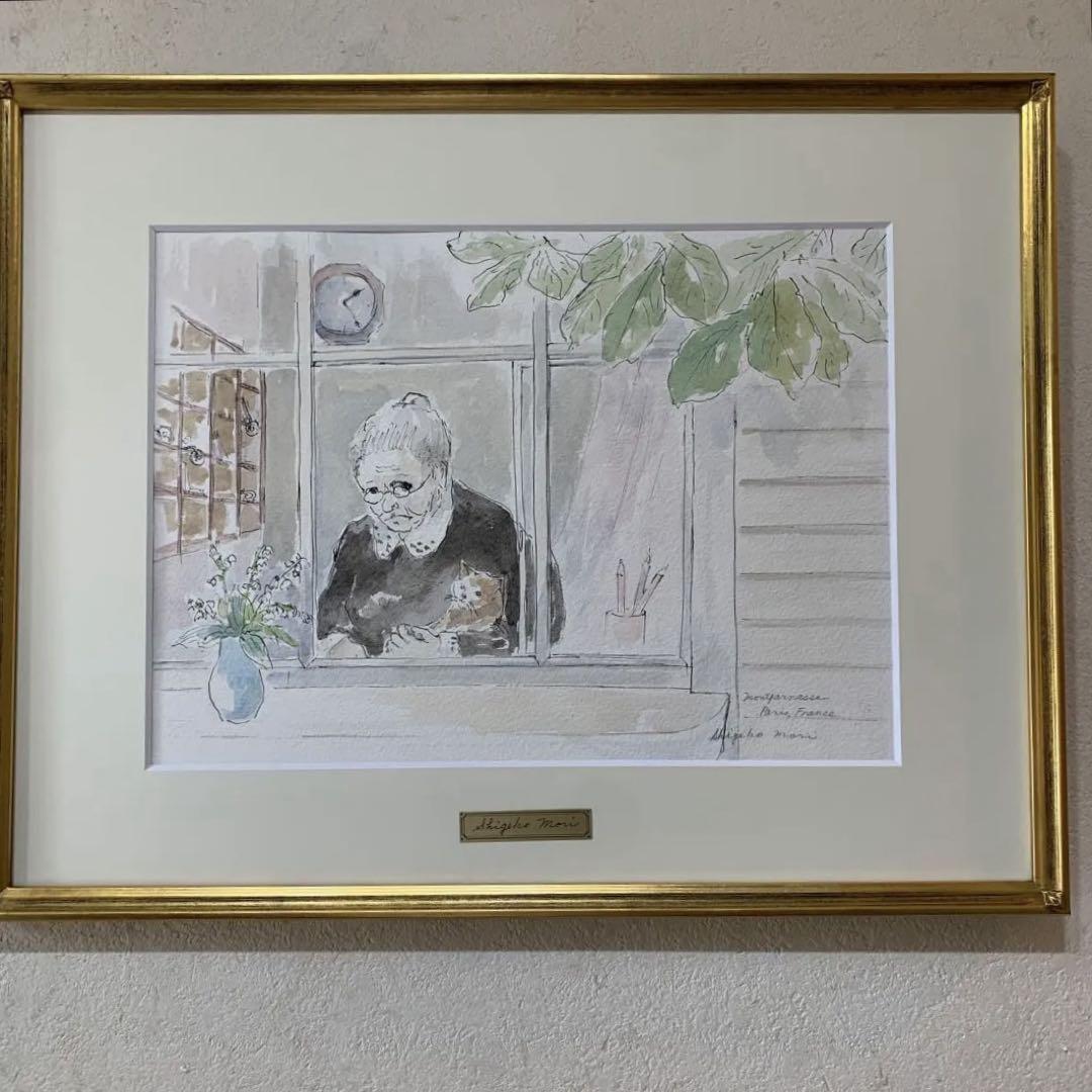 

[USED] Painting: Watercolor painting, genuine work, Mori Shigeko Concierge at an old hotel (Paris)
