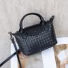 Handwoven Leather Crossbody Bag Adjustable Strap Dumpling Shape Medium Size Fashion Accessory