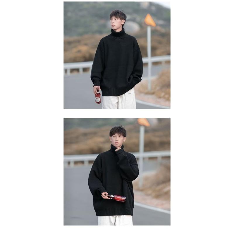 Oversized Turtleneck Knit Sweater For Men Warm Soft Daily Wear Jumper