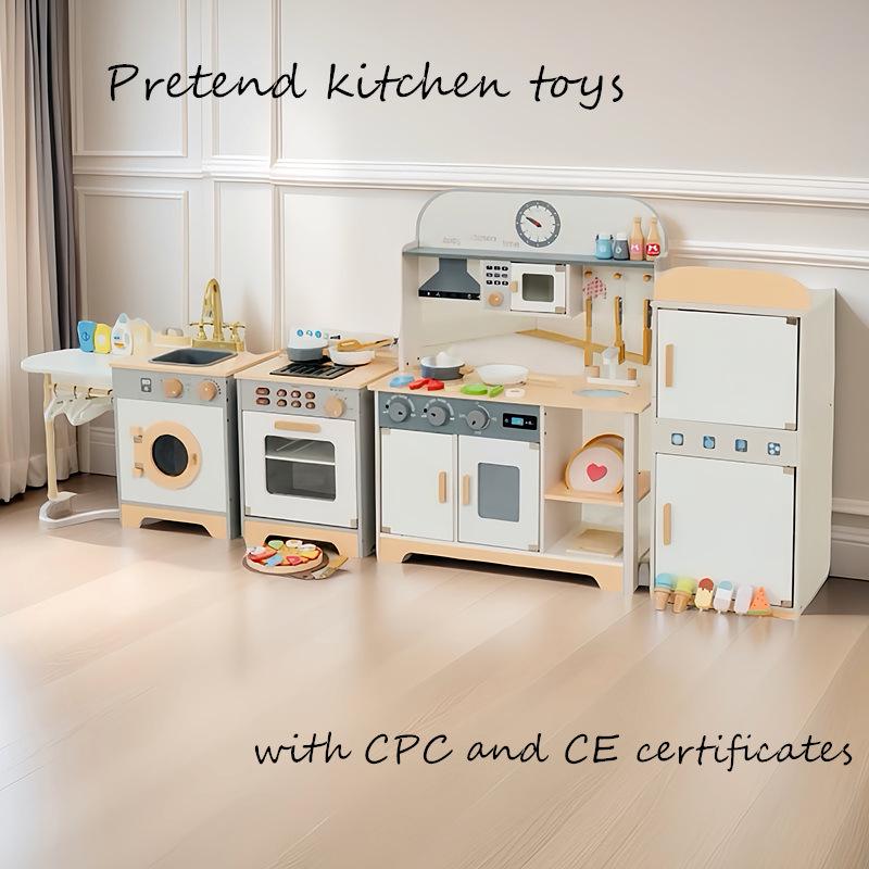 

Vienna Wooden Kitchen Playset: Refrigerator, Stove & Cookware for Kids
