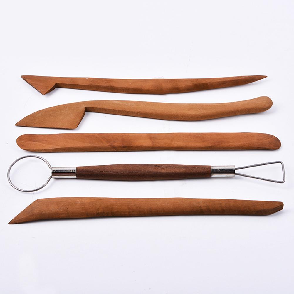 5pcs/set Strong Soft Clay Wood Handle Carving Pottery Tools