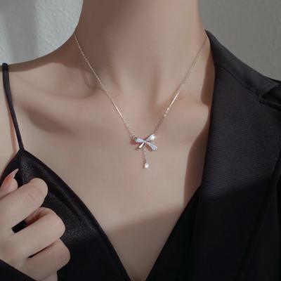 Yay Kolye Kadın S999 Saf Gümüş Hafif Lüks Azınlık Tasarım Köprücük Zinciri Moda Mizaçlı Her Şeye Uygun